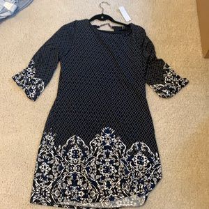 White House Black Market 3Q Print Chemise Dress